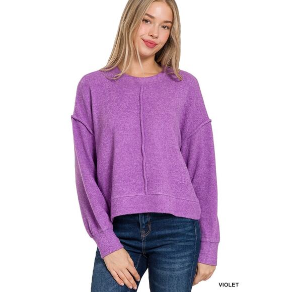 NWT VIOLET BRUSHED MELANGE HACCI HI-LOW HEM SWEATER - Picture 1 of 1